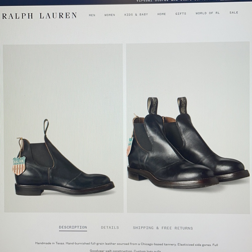 Ralph Lauren Hand Burnished Leather Chelsea Unisex Boots - Picture 11 of 14